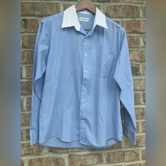 Van Heusen Men’s Blue Shirt White Collar M - Picture 1 of 4
